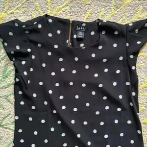 Nicole Miller polkadot cap sleeve back zipper shift dress six